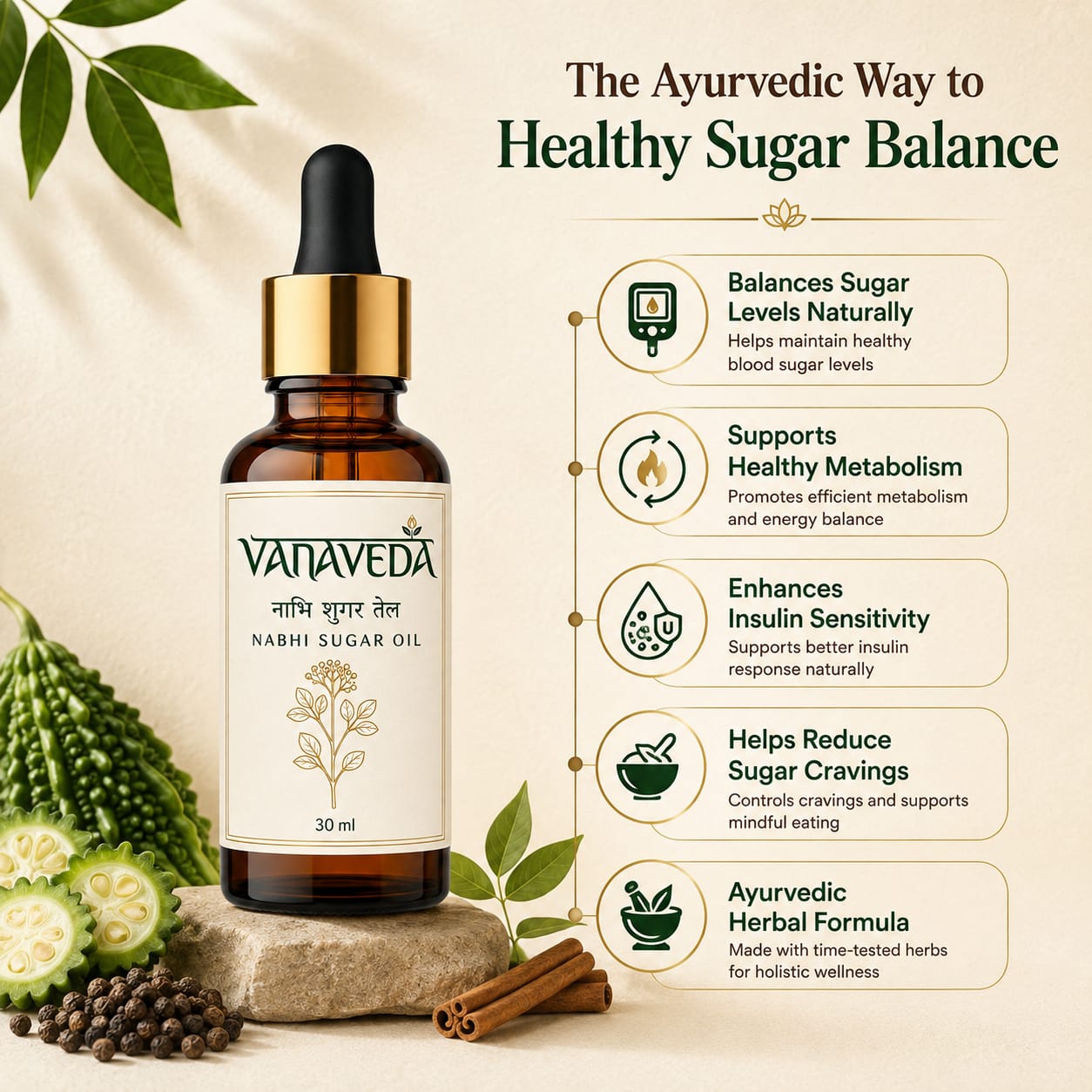 Vanaveda Sugar Balance Naabhi Oil